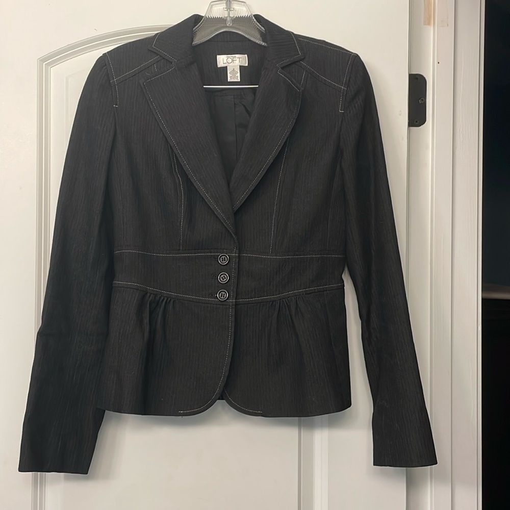 3pc Ann Taylor Loft Suit with Jacket, dress pants, pencil skirt white stitching